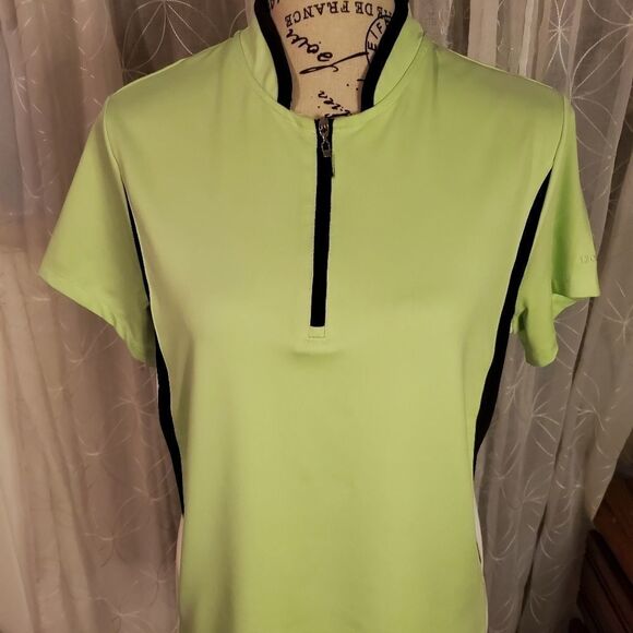 Izod Perform X lime green and black zip up athletic golf jersey sz medium - Picture 1 of 6